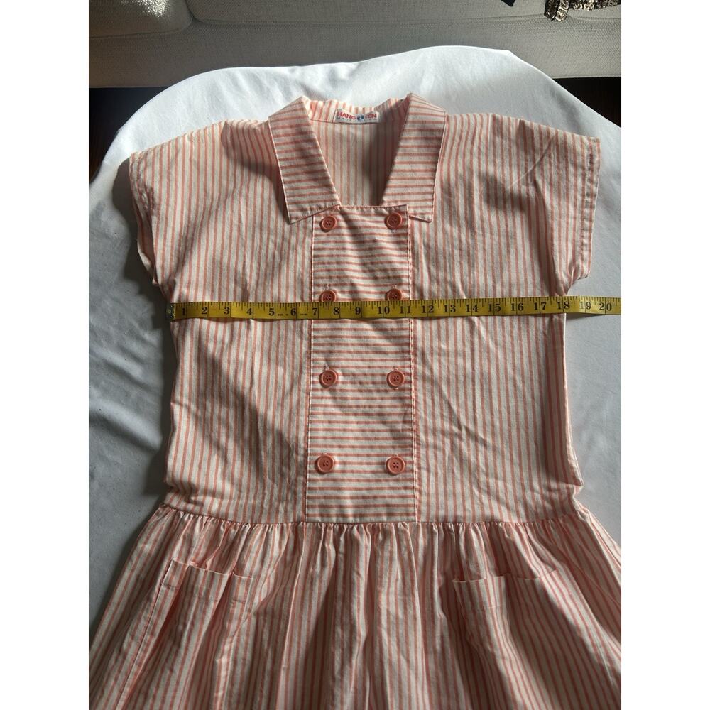 Vintage Hang Ten Striped Button Shift Dress Womens Size 12 Orange White Beachy - Picture 6 of 8